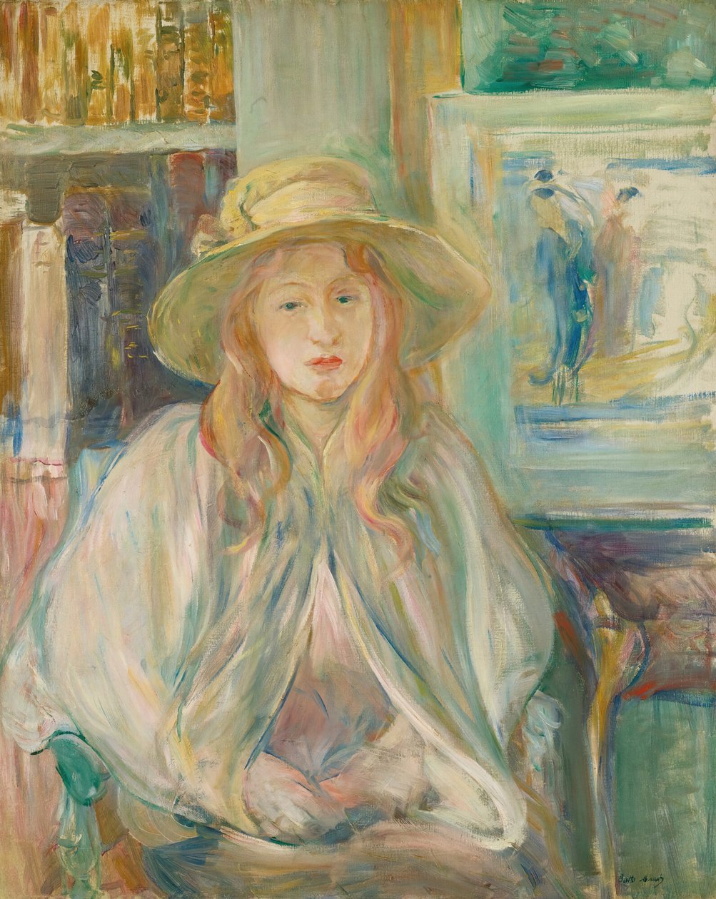 戴草帽的女孩 Fillette au chapeau de paille , 1892年。 作者 贝特·莫里索（Berthe Morisot）