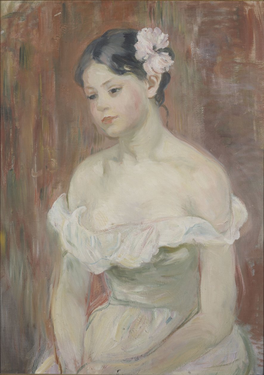 颈背的女孩头发中的花 作者 贝特·莫里索（Berthe Morisot）