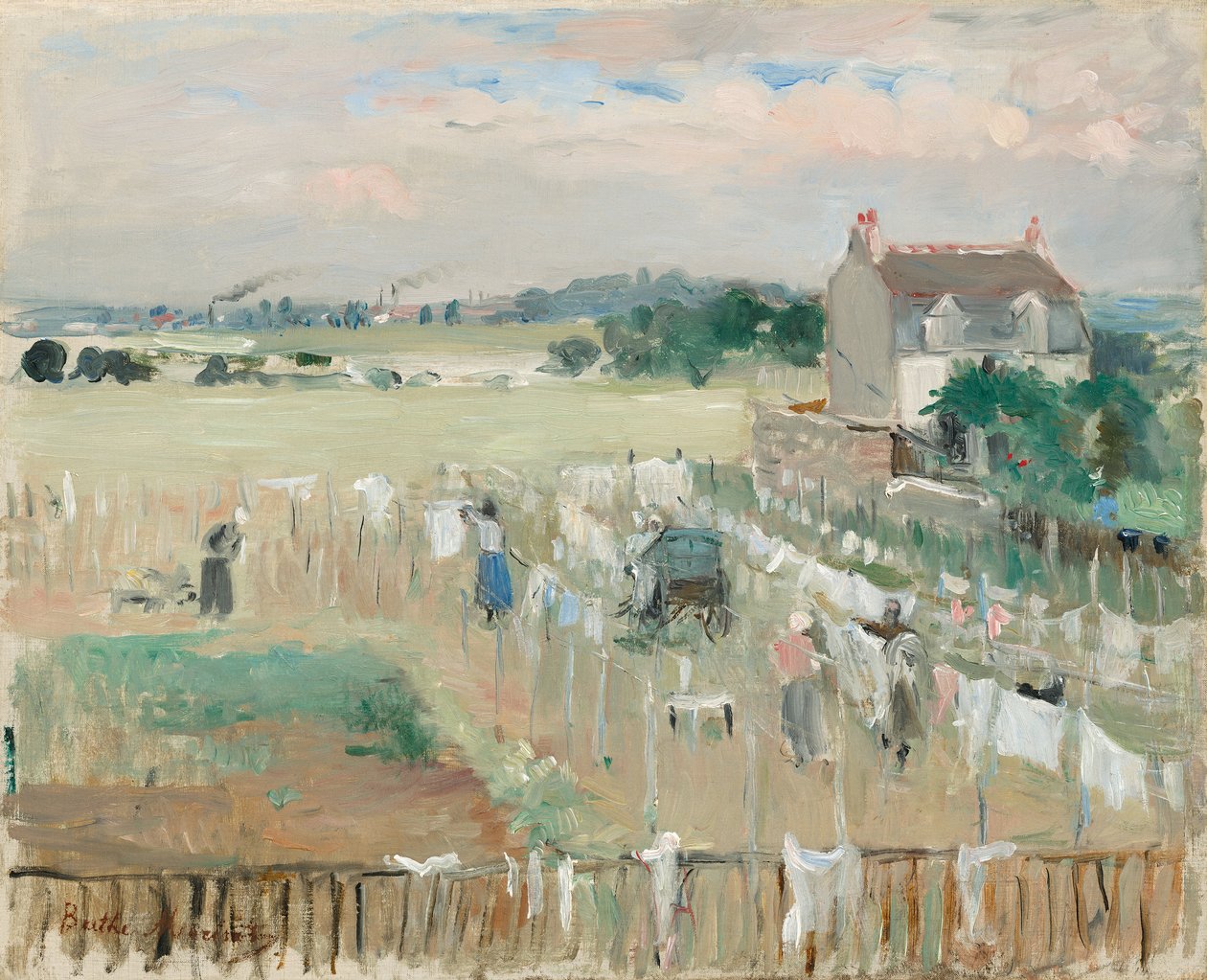 将洗衣晾干 作者 贝特·莫里索（Berthe Morisot）