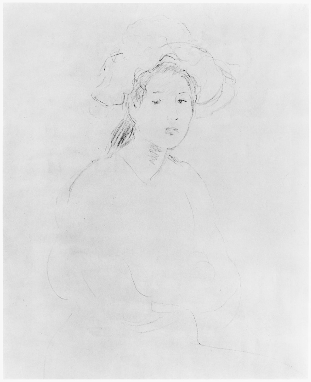 一个女人的头（Verso）（见383972 Recto）1893 作者 贝特·莫里索（Berthe Morisot）