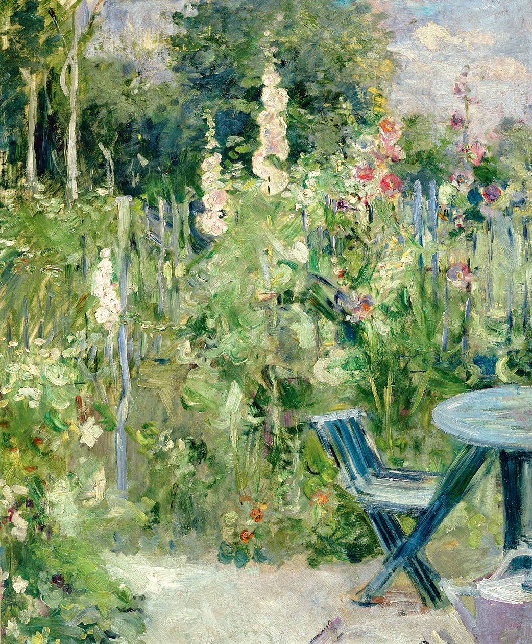 Hollyhocks Rosestrémières，1884年 作者 贝特·莫里索（Berthe Morisot）