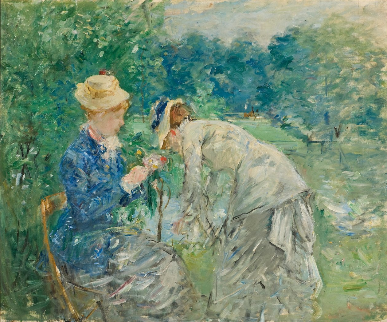 在Bois de Boulogne，c.1875-9 作者 贝特·莫里索（Berthe Morisot）