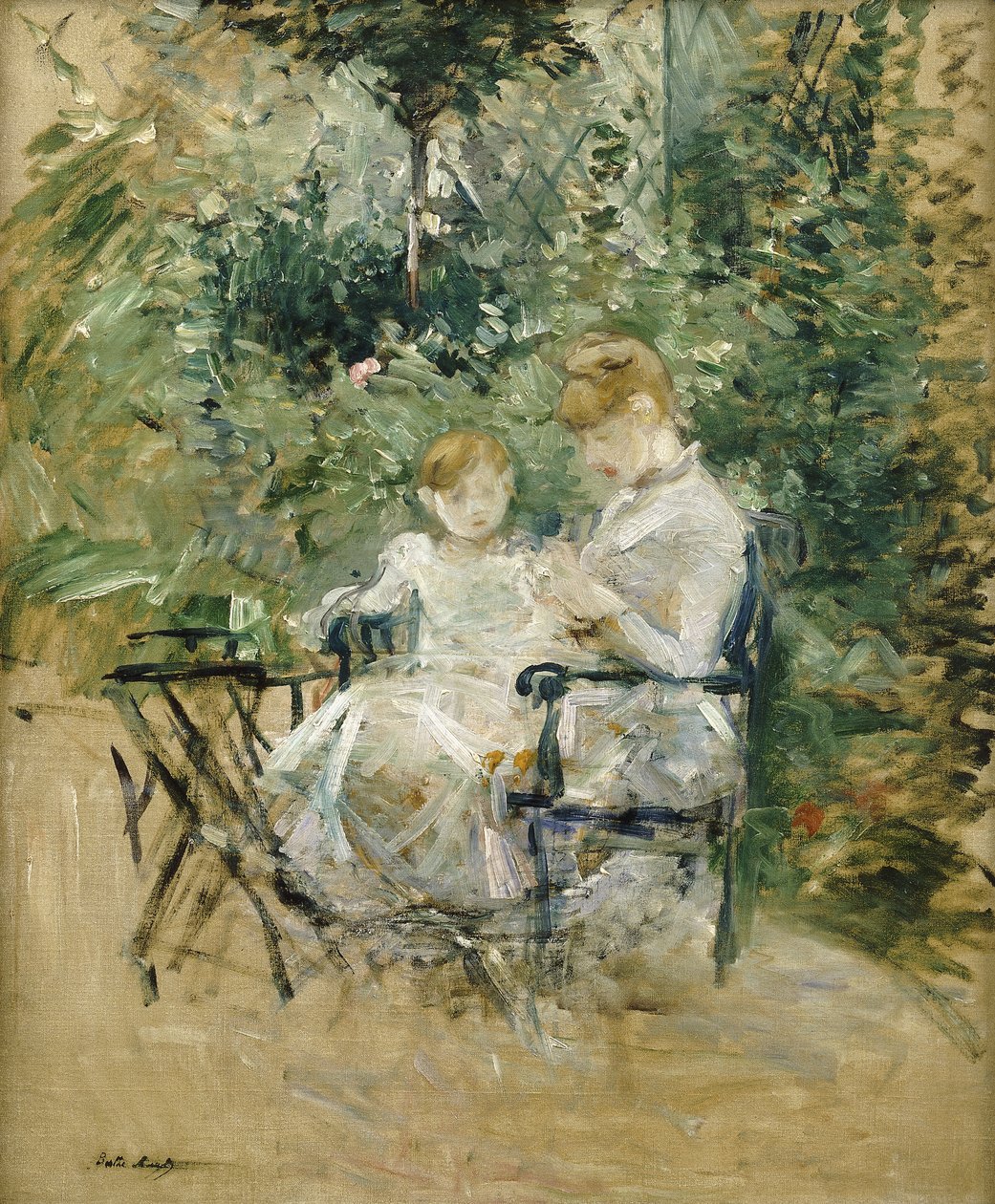 在花园里； 1885年在花园里 作者 贝特·莫里索（Berthe Morisot）