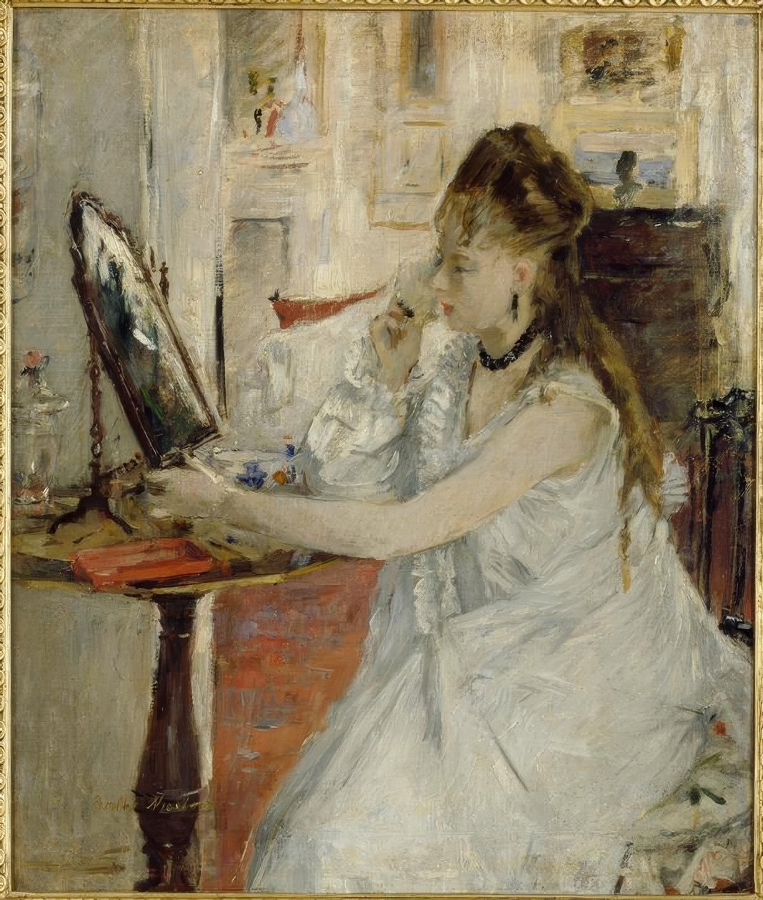 Jeune femme se poudrant（Young粉的年轻女子） 作者 贝特·莫里索（Berthe Morisot）
