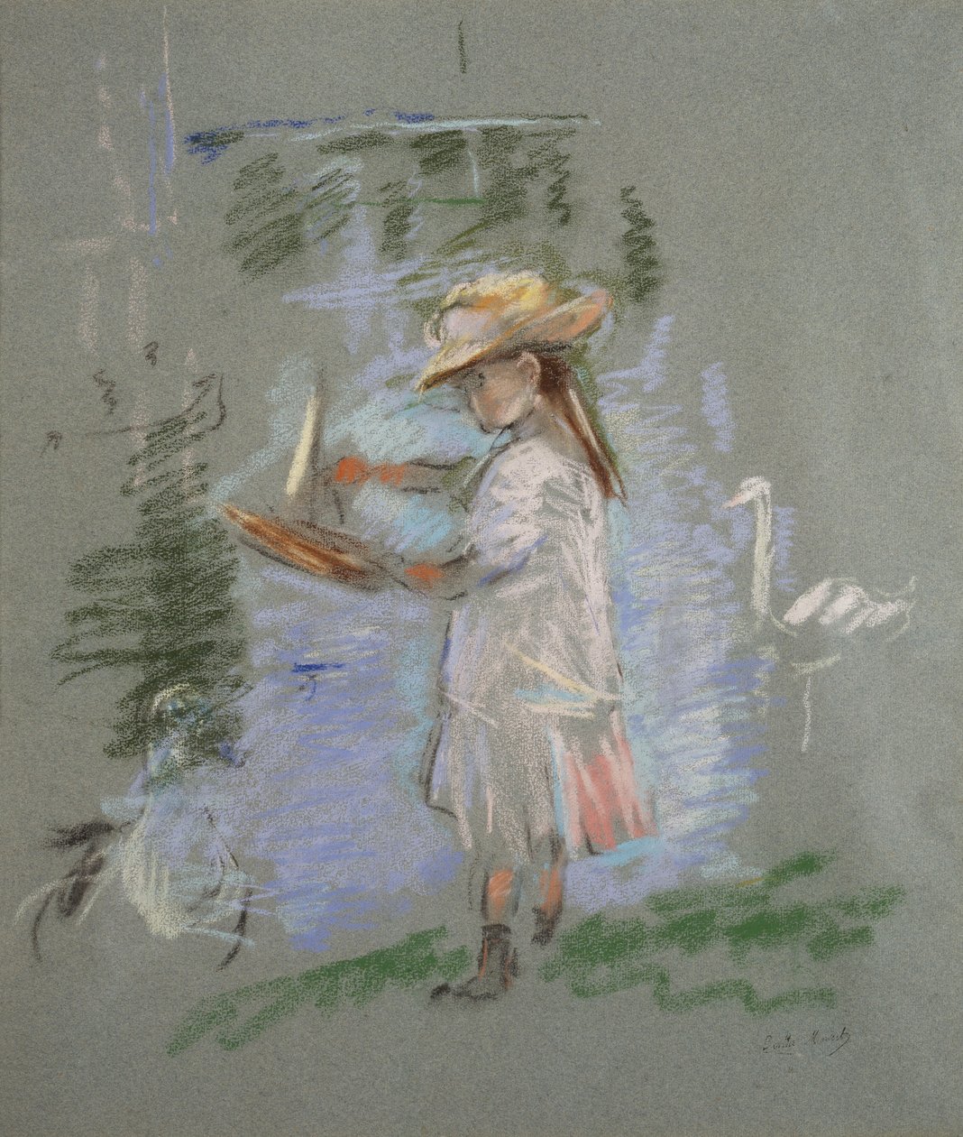 朱莉在湖边的粉红色 作者 贝特·莫里索（Berthe Morisot）