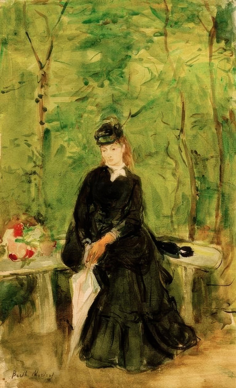 埃德玛艺术家姐姐坐在公园里 作者 贝特·莫里索（Berthe Morisot）