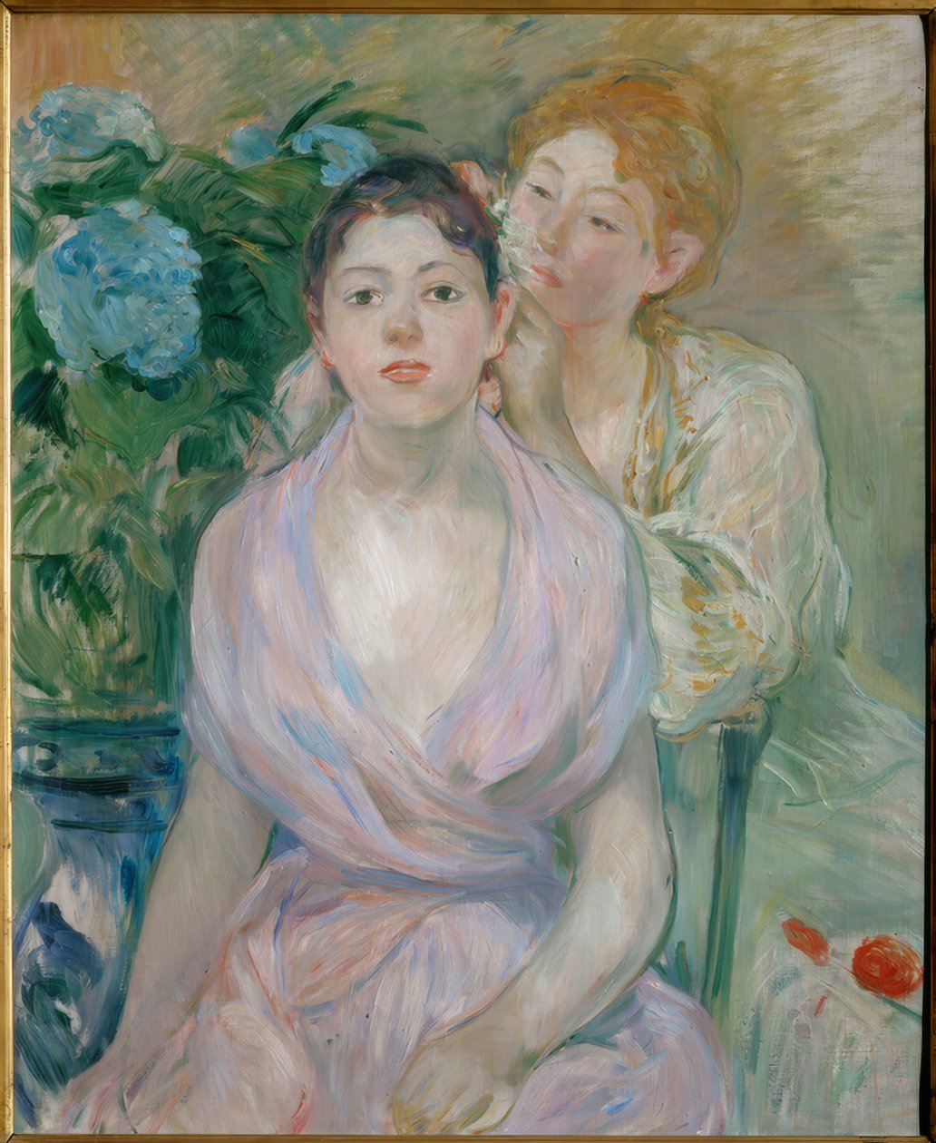 绣球花或两个姐妹 作者 贝特·莫里索（Berthe Morisot）