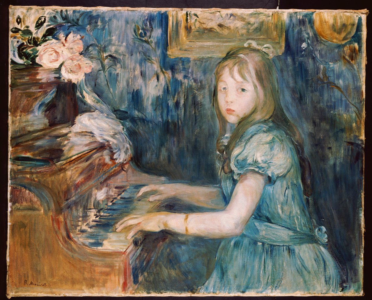 露西·利昂在钢琴上，约1892年 作者 贝特·莫里索（Berthe Morisot）