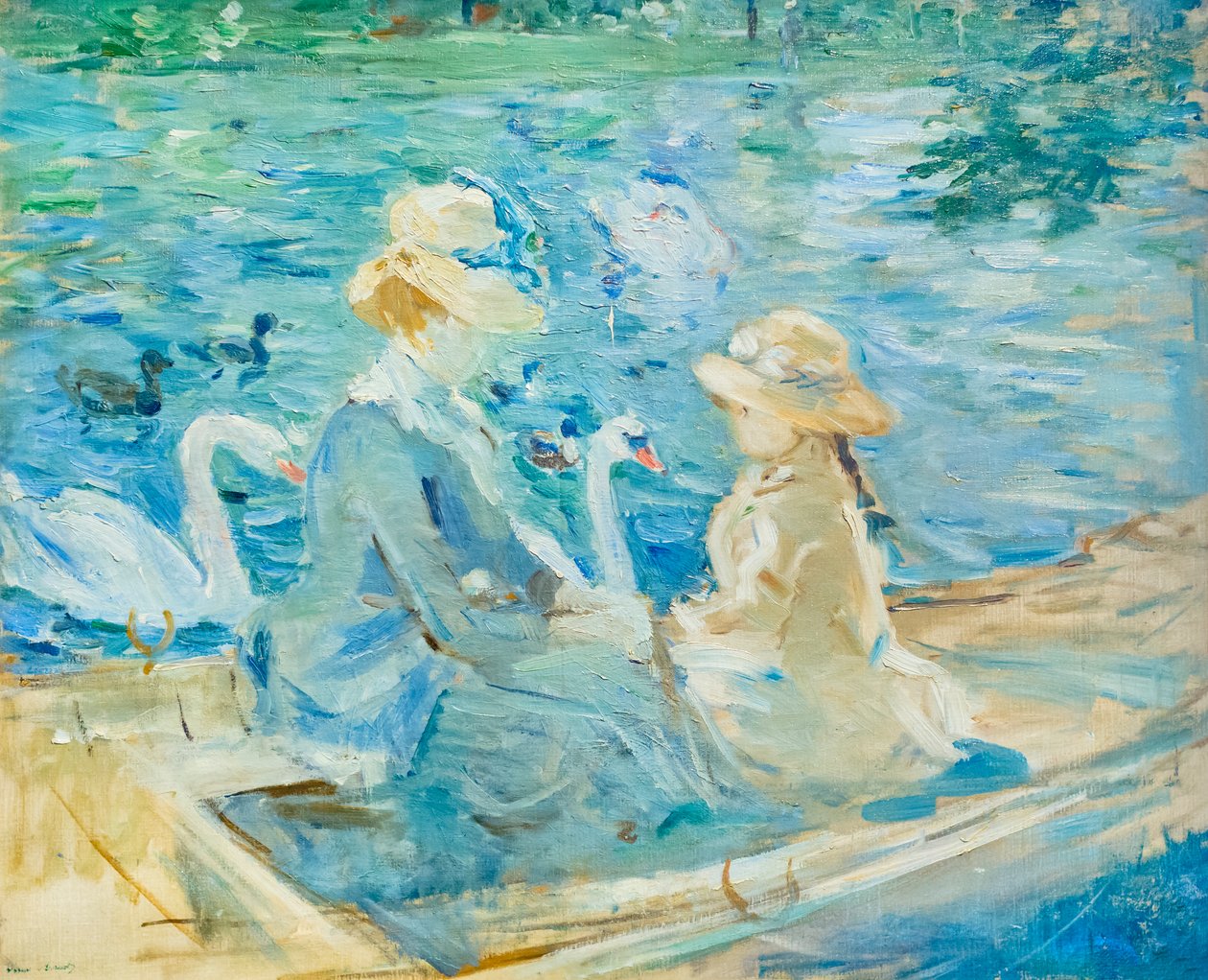 布洛涅森林的湖上，约 1884 年（布面油画） 作者 贝特·莫里索（Berthe Morisot）
