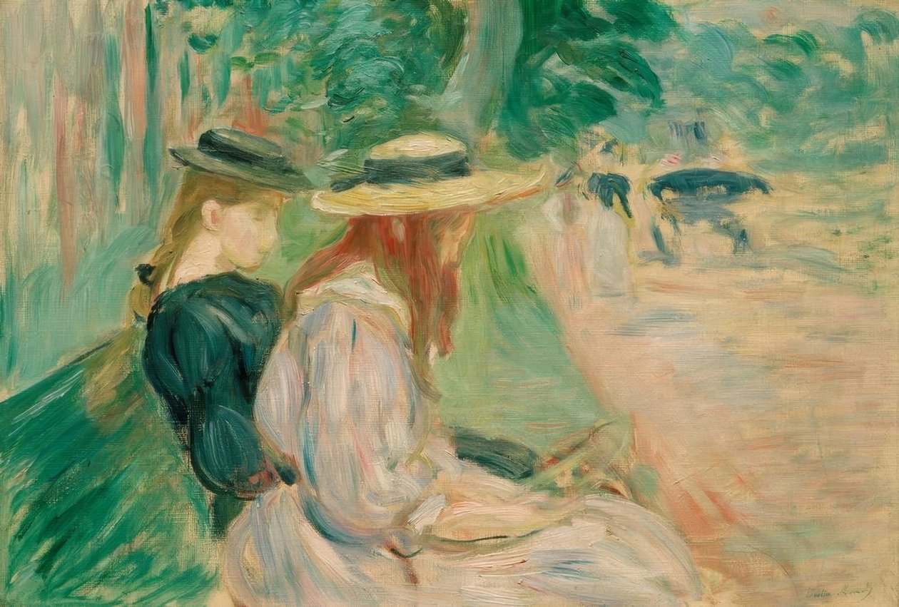 在Bois de Boulogne的长凳上 作者 贝特·莫里索（Berthe Morisot）