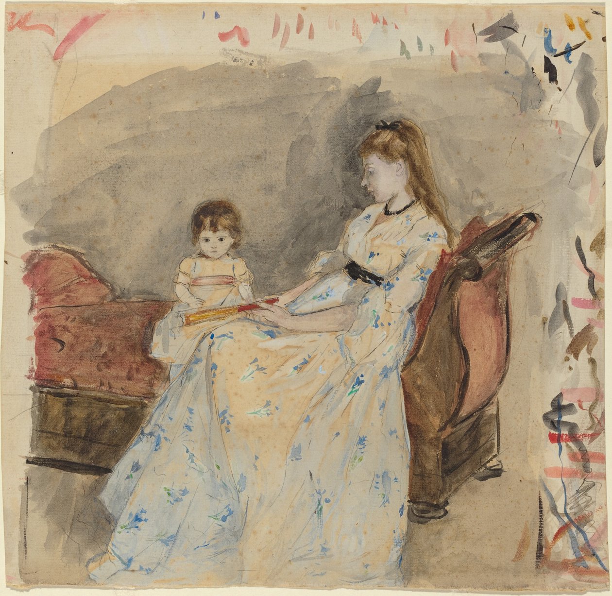 艺术家的妹妹艾德玛和她的女儿珍妮，1872年。 作者 贝特·莫里索（Berthe Morisot）