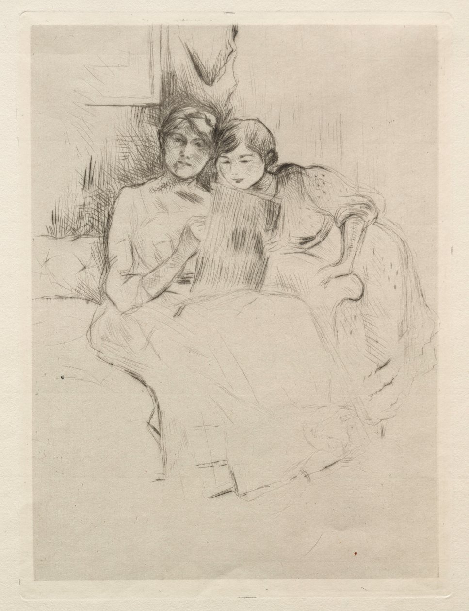 绘画课（贝尔特-莫里索与女儿一起绘画） 作者 贝特·莫里索（Berthe Morisot）