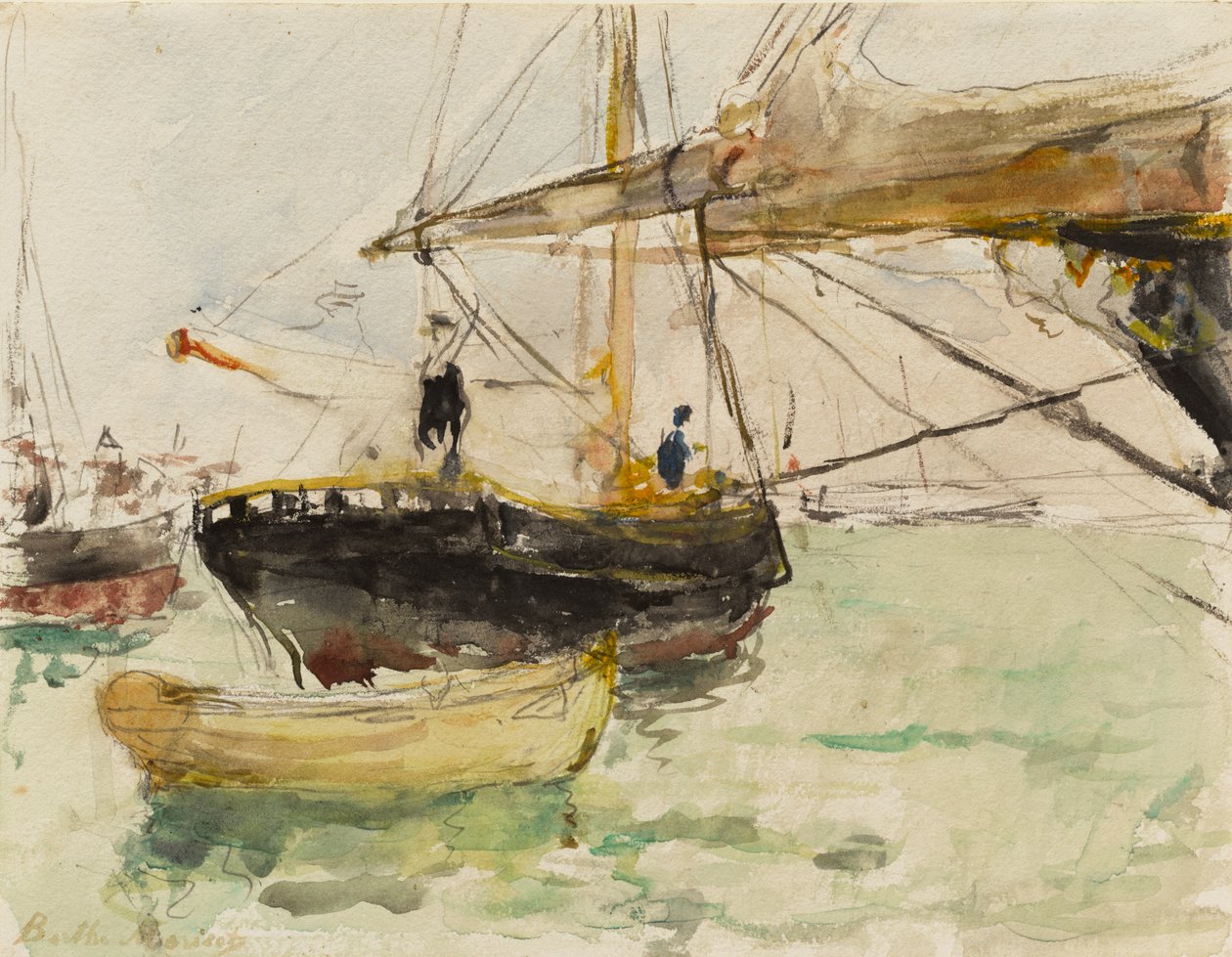 一艘游艇的正面 作者 贝特·莫里索（Berthe Morisot）