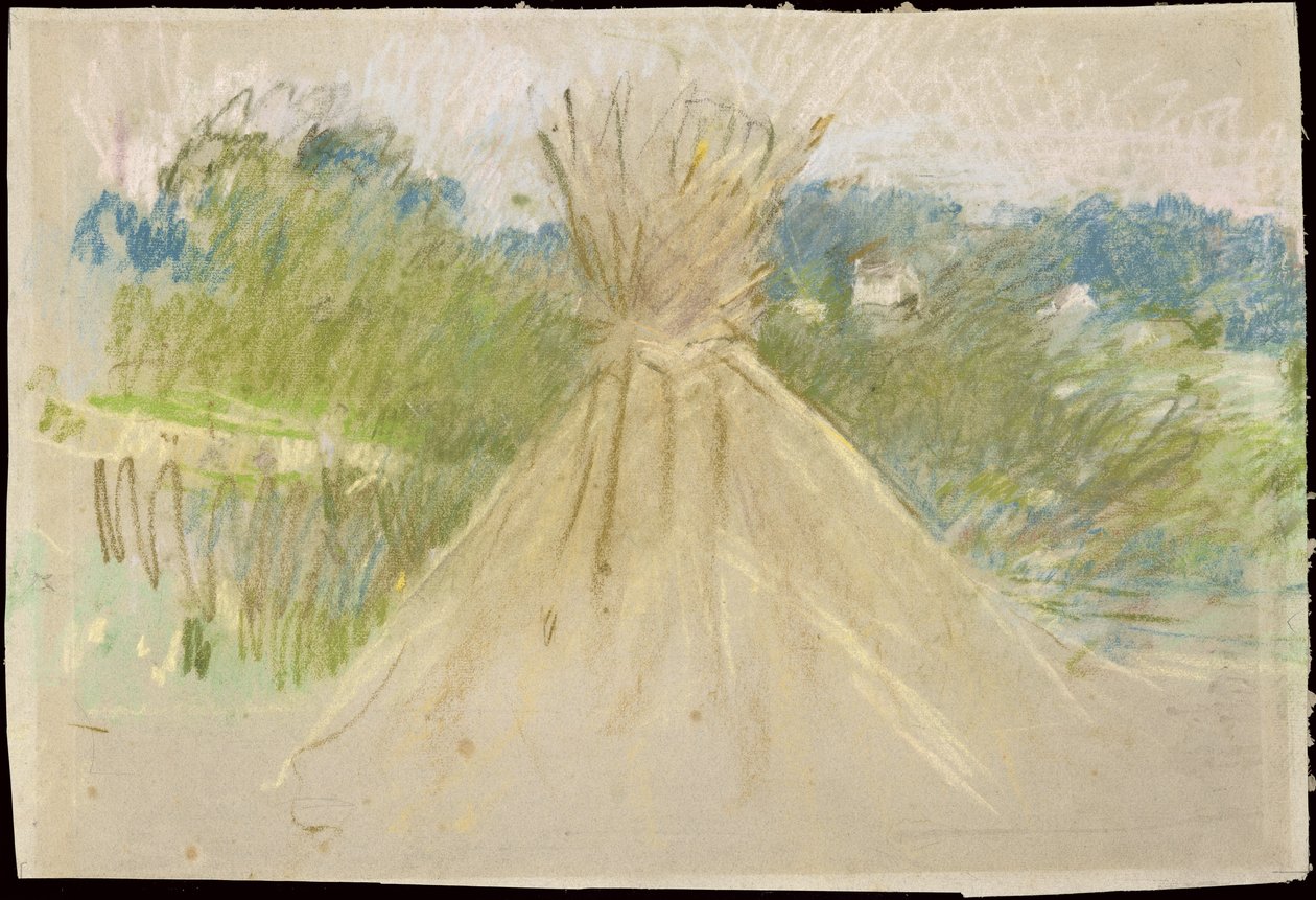 小干草堆，1882年（纸上粉彩） 作者 贝特·莫里索（Berthe Morisot）