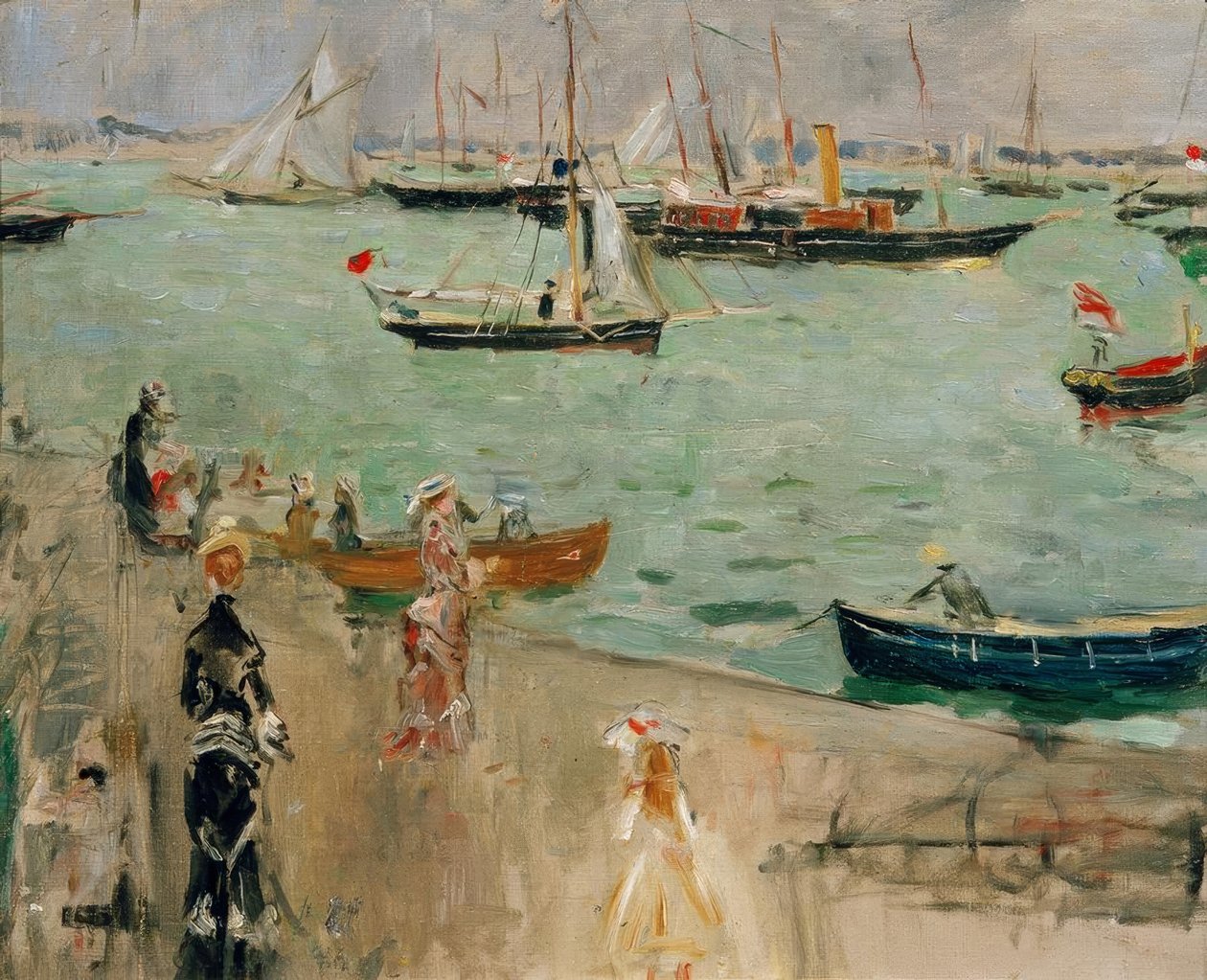 索伦特（怀特岛）或英国海军陆战队的视图 作者 贝特·莫里索（Berthe Morisot）
