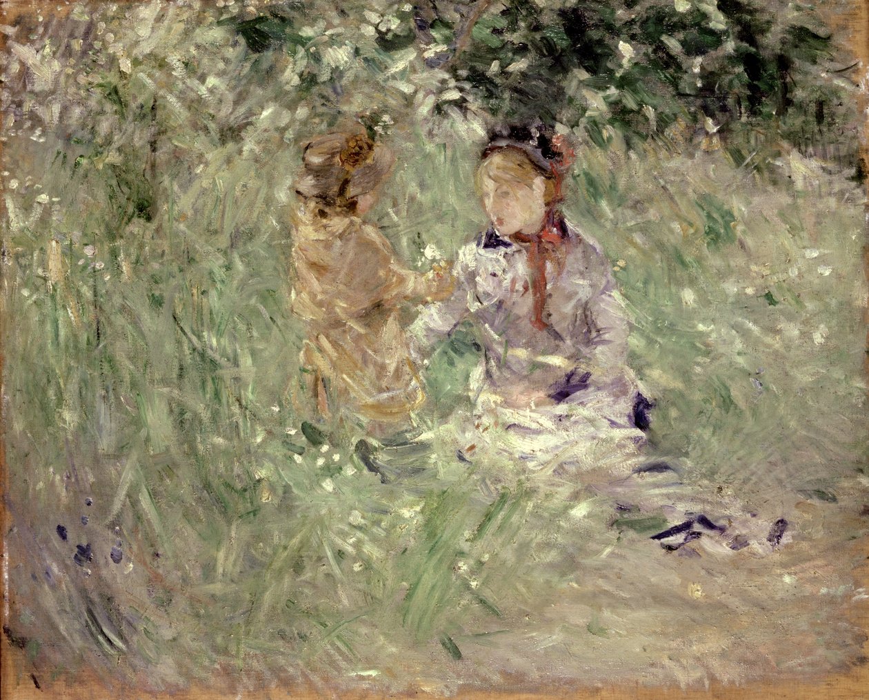 布吉瓦尔草地上的妇孺 作者 贝特·莫里索（Berthe Morisot）