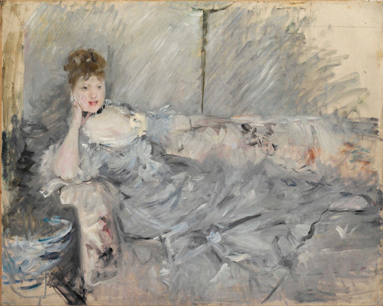 灰色斜倚的女人，1879年。 作者 贝特·莫里索（Berthe Morisot）