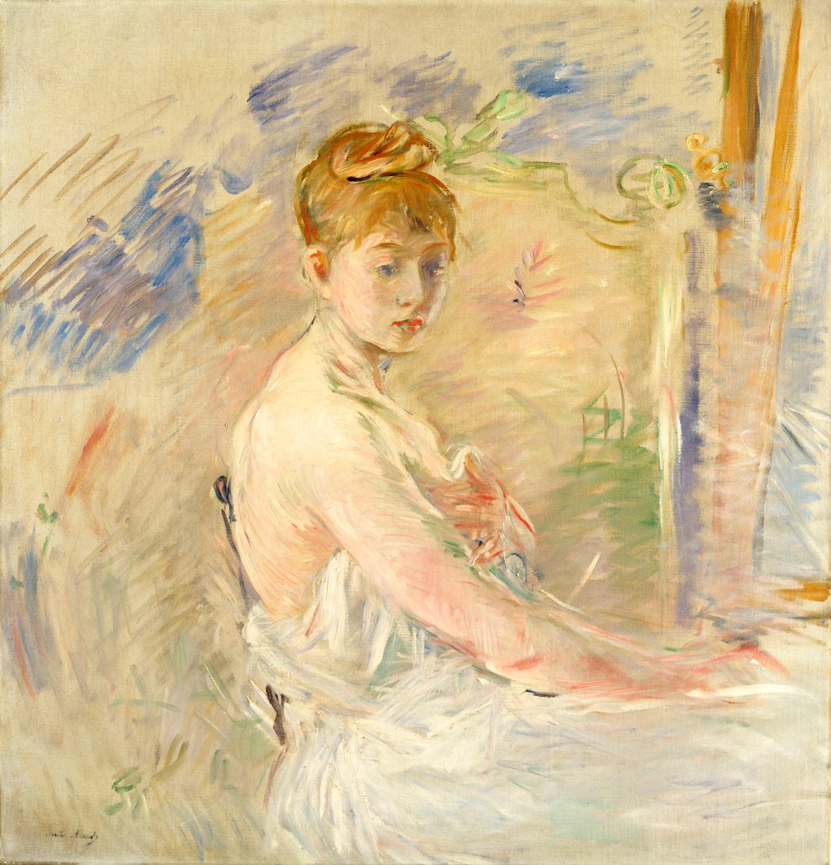 年轻女孩起床 作者 贝特·莫里索（Berthe Morisot）