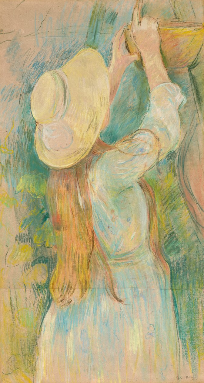 抱着篮子的年轻女孩 作者 贝特·莫里索（Berthe Morisot）
