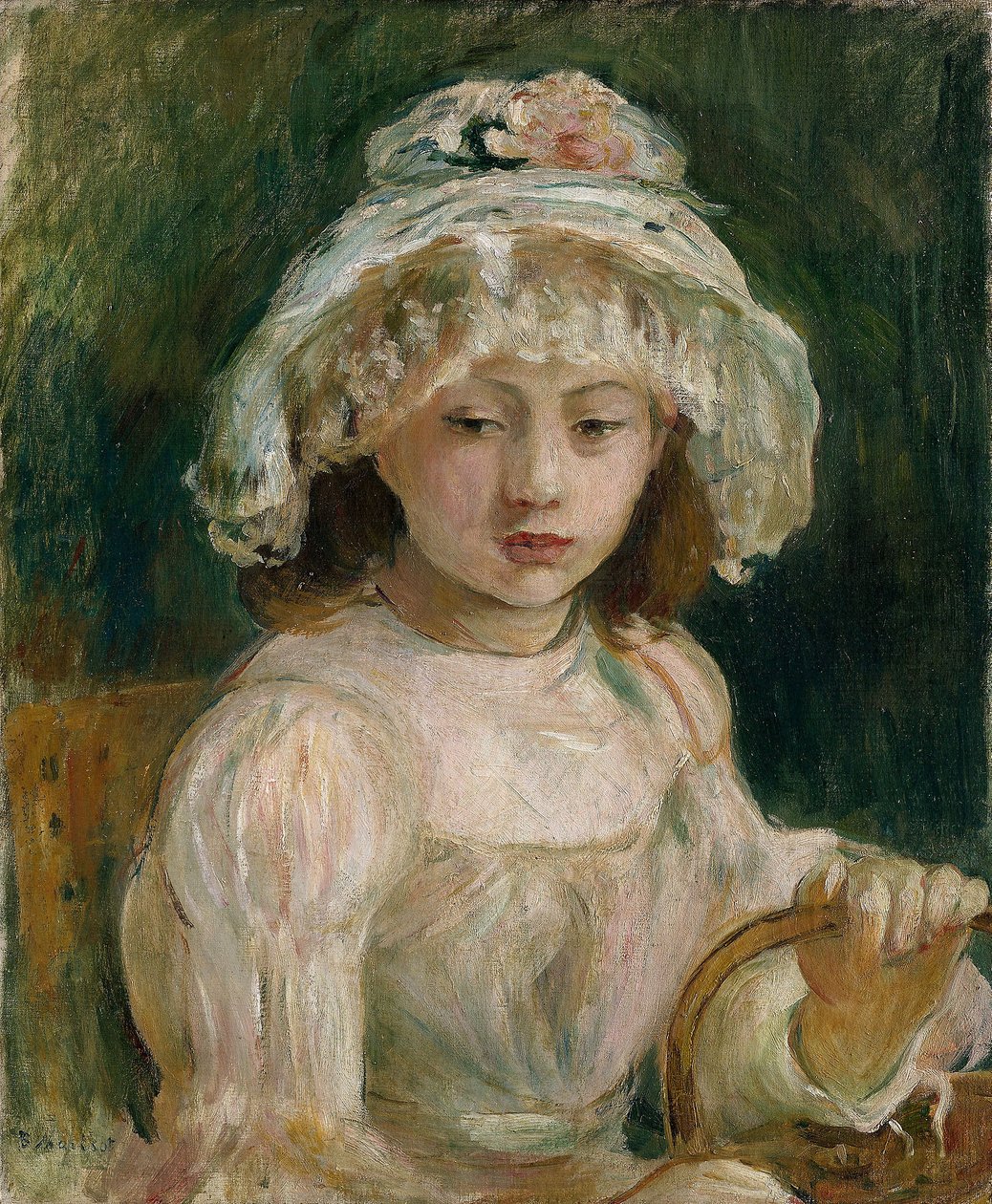 戴帽子的年轻女孩（布面油画 作者 贝特·莫里索（Berthe Morisot）