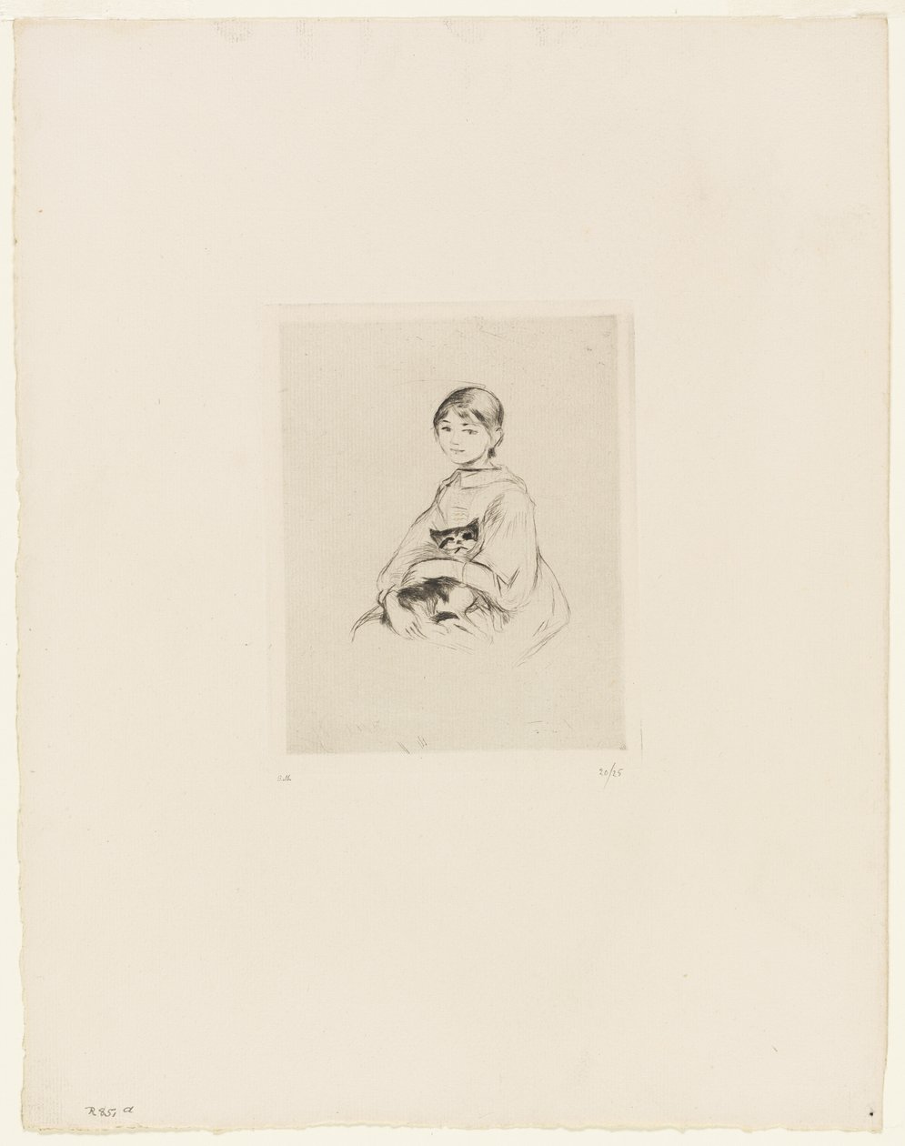 养猫的年轻女孩 作者 贝特·莫里索（Berthe Morisot）