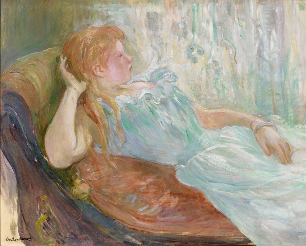 沙发上的年轻女子 作者 贝特·莫里索（Berthe Morisot）
