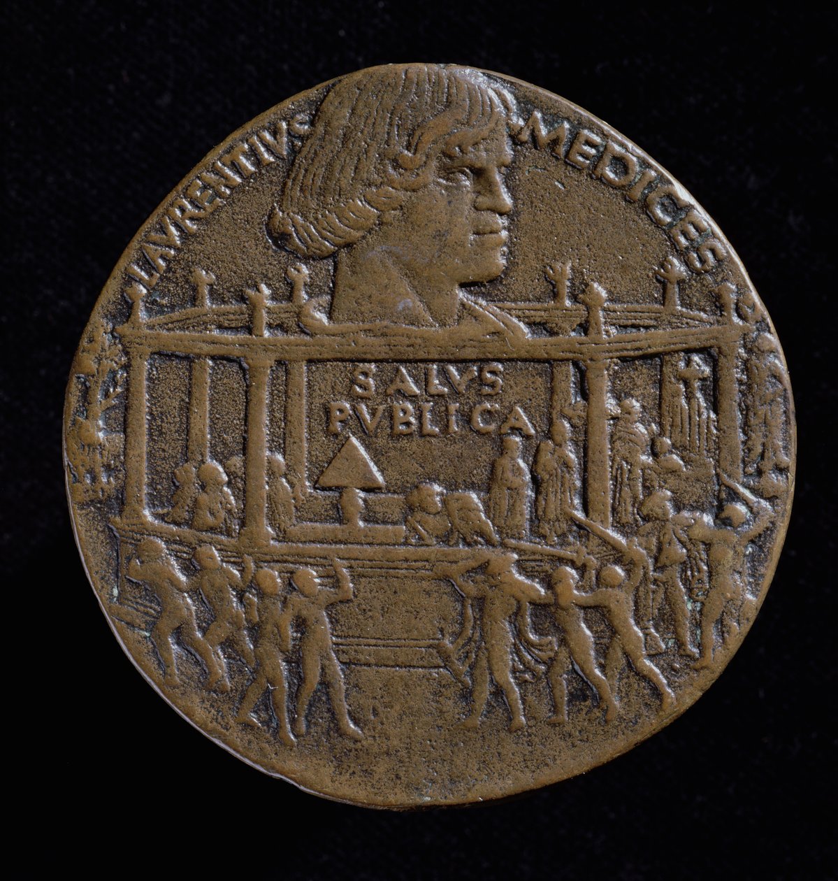 Lorenzo De&39;Medici（1449-92）负责人的奖章，纪念1478年（正面）（青铜）的Pazzi阴谋（参见120956） 作者 贝尔托·迪乔万尼