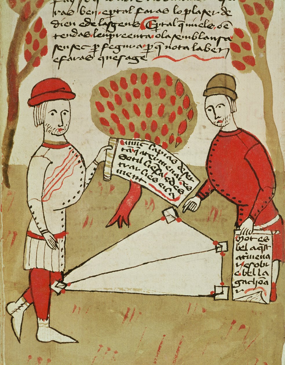 Ms 327 fol.226v划分土地，来自Arnaud de Villeneuve的“土地调查”（1240-1312） 作者 贝特朗·博伊塞特