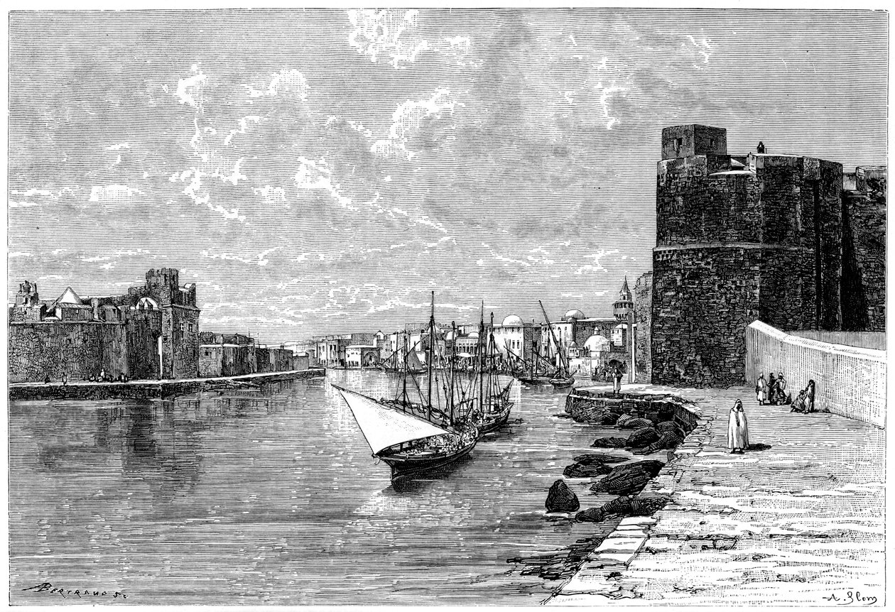 比塞大，从古堡（Kasbah）看，大约1890年 作者 奥古斯特·伯特兰