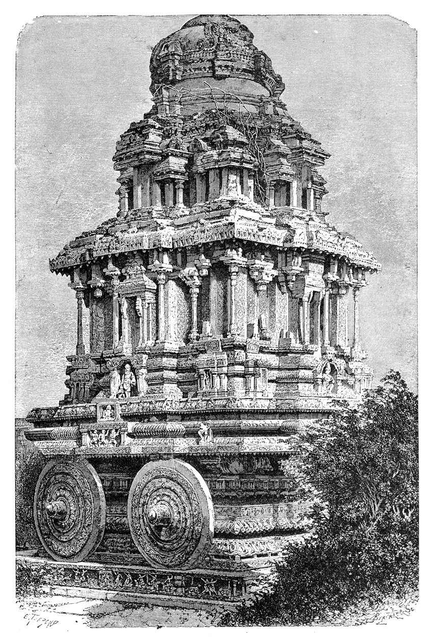 1895年在印度亨比的一座寺庙的废墟。 作者 奥古斯特·伯特兰