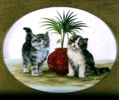 小猫在碗里的手掌旁 作者 贝西·班伯（Bessie Bamber）