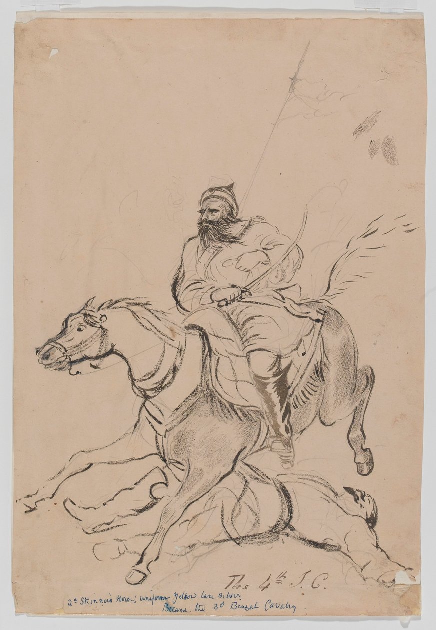 第四非正规骑兵队，c.1845（水彩画） 作者 白求恩唐纳德·格兰特