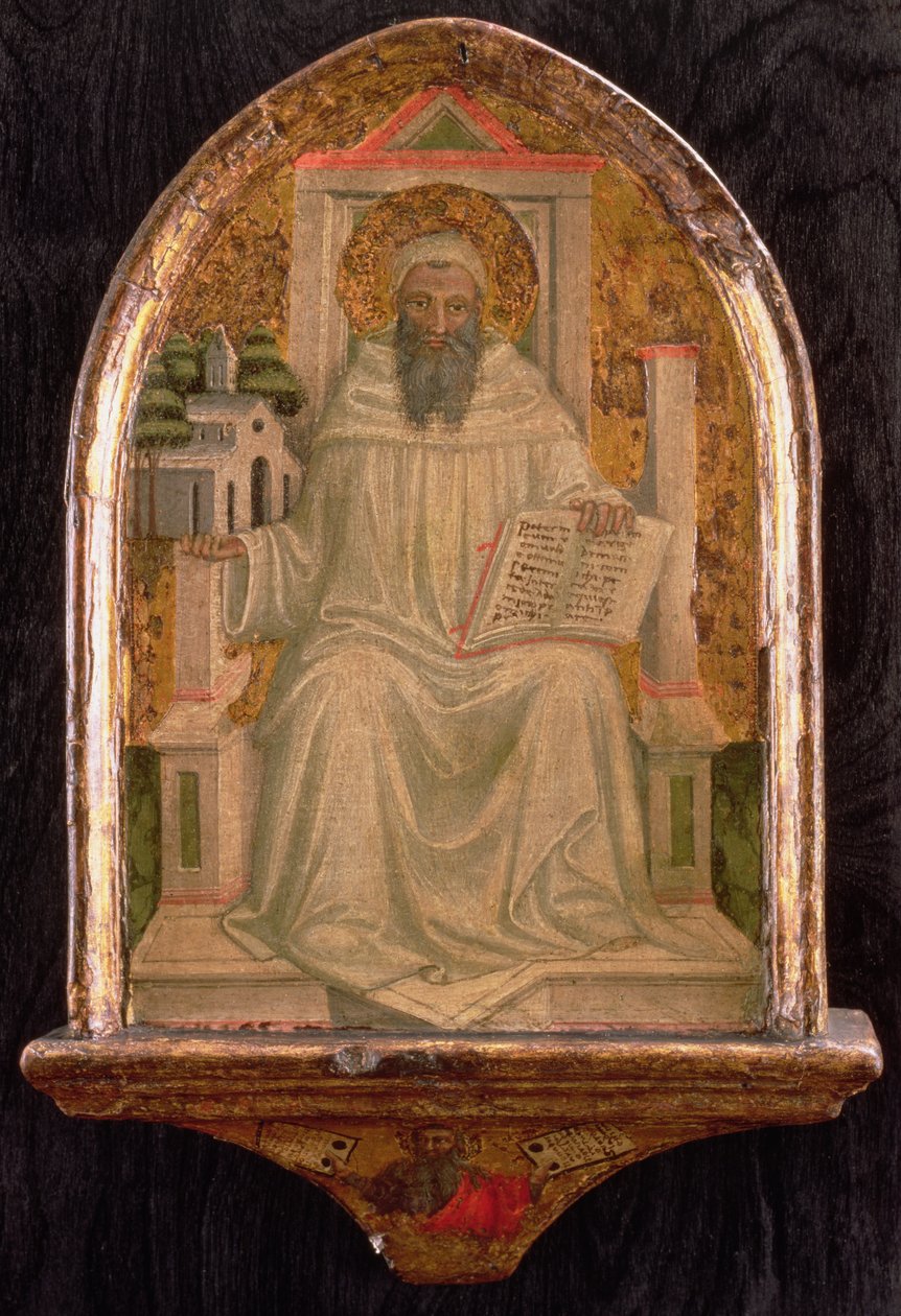 St. Romuald（d.1027）（面板上的蛋彩画） 作者 比奇·迪·洛伦佐（Bicci di Lorenzo）