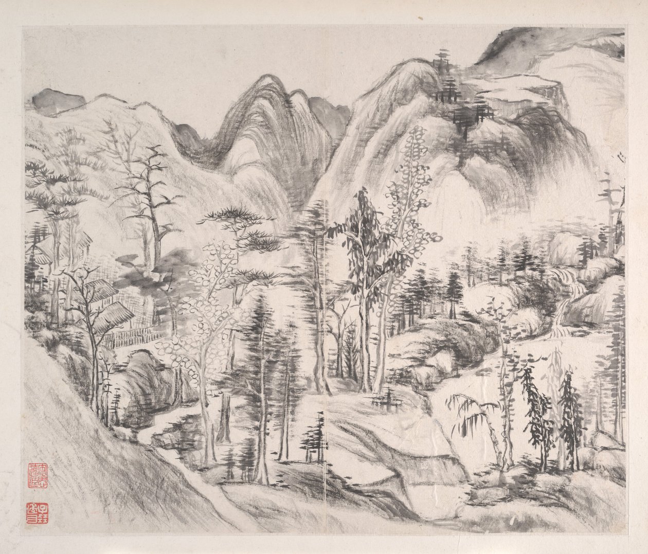 风景，1814 年（画册共八页；纸本墨水） 作者 