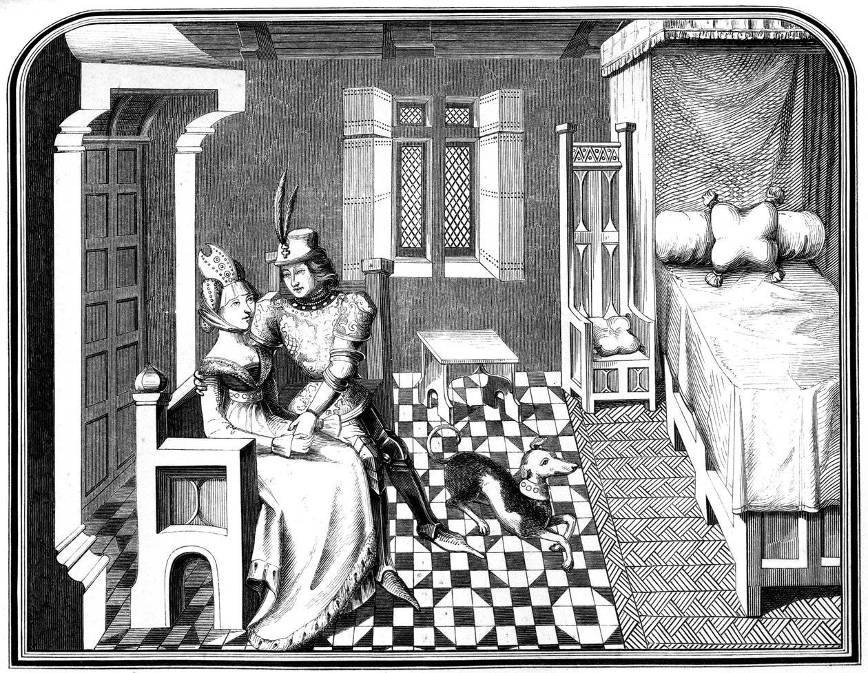 15世纪1849年，一位骑士和一位女士。 作者 比森和科塔德