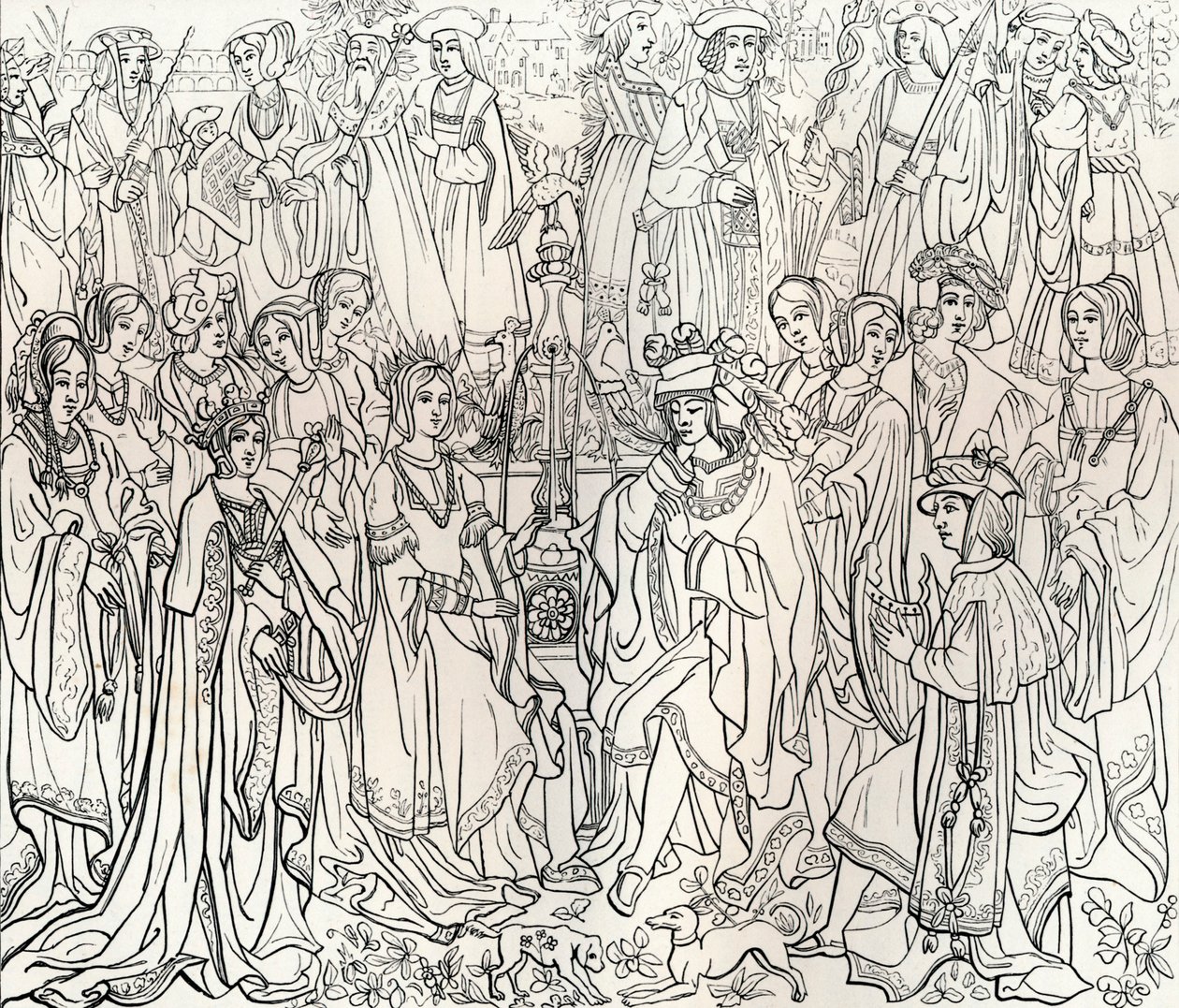 法国路易十二国王与玛丽·都铎（Mary Tudor）的婚姻，16世纪，1849年。 作者 比森和科塔德