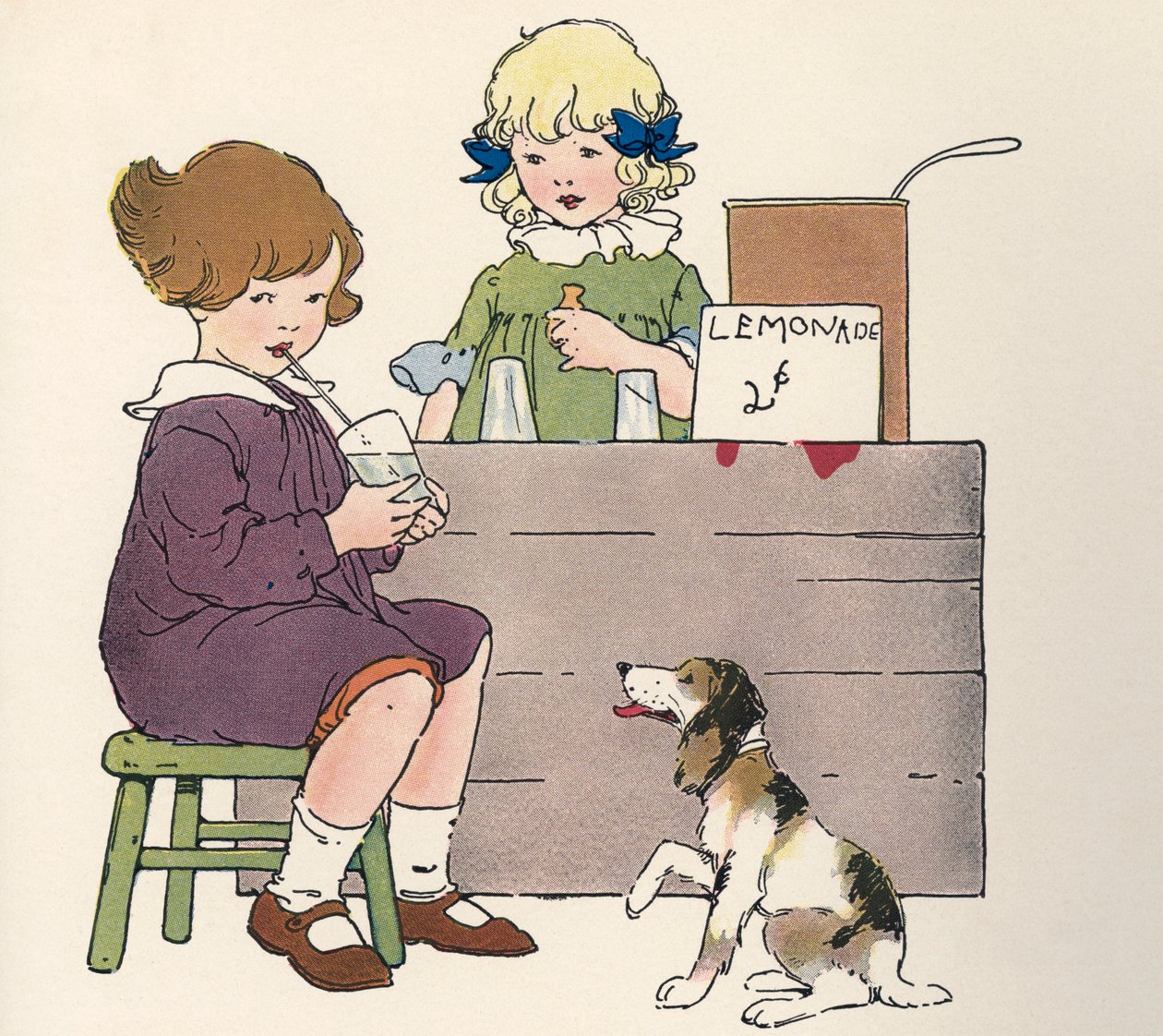 Young Girls At Their Lemonade Stand 作者 布兰奇·费希尔·赖特