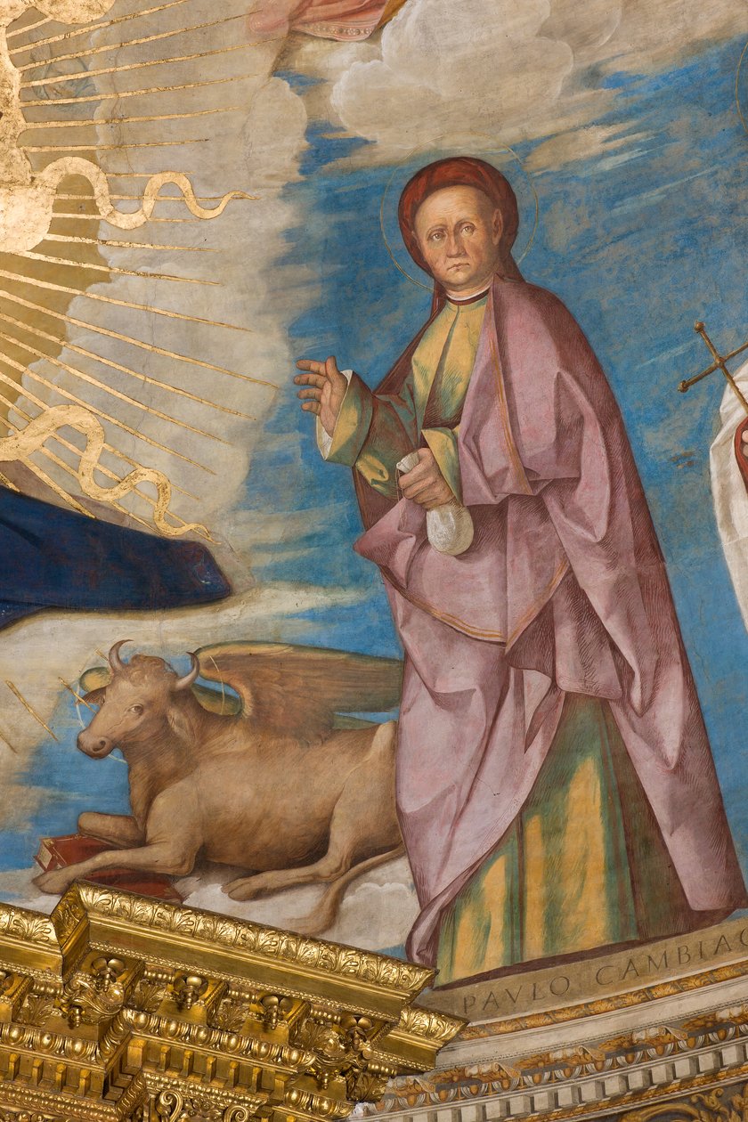 Apse, Catino Apse, Boccaccio Boccacino, Pantocrator among Saints Marcellino, Imerio, Omobono, Peter Exorcist, Detail St. 作者 Boccaccio Boccaccino