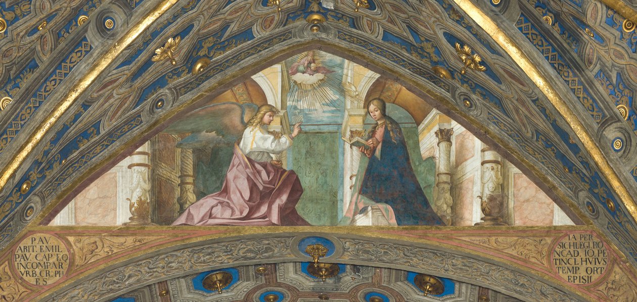 门廊，超级拱门，Boccaccio博卡西诺，报喜1506-07 作者 Boccaccio Boccaccino