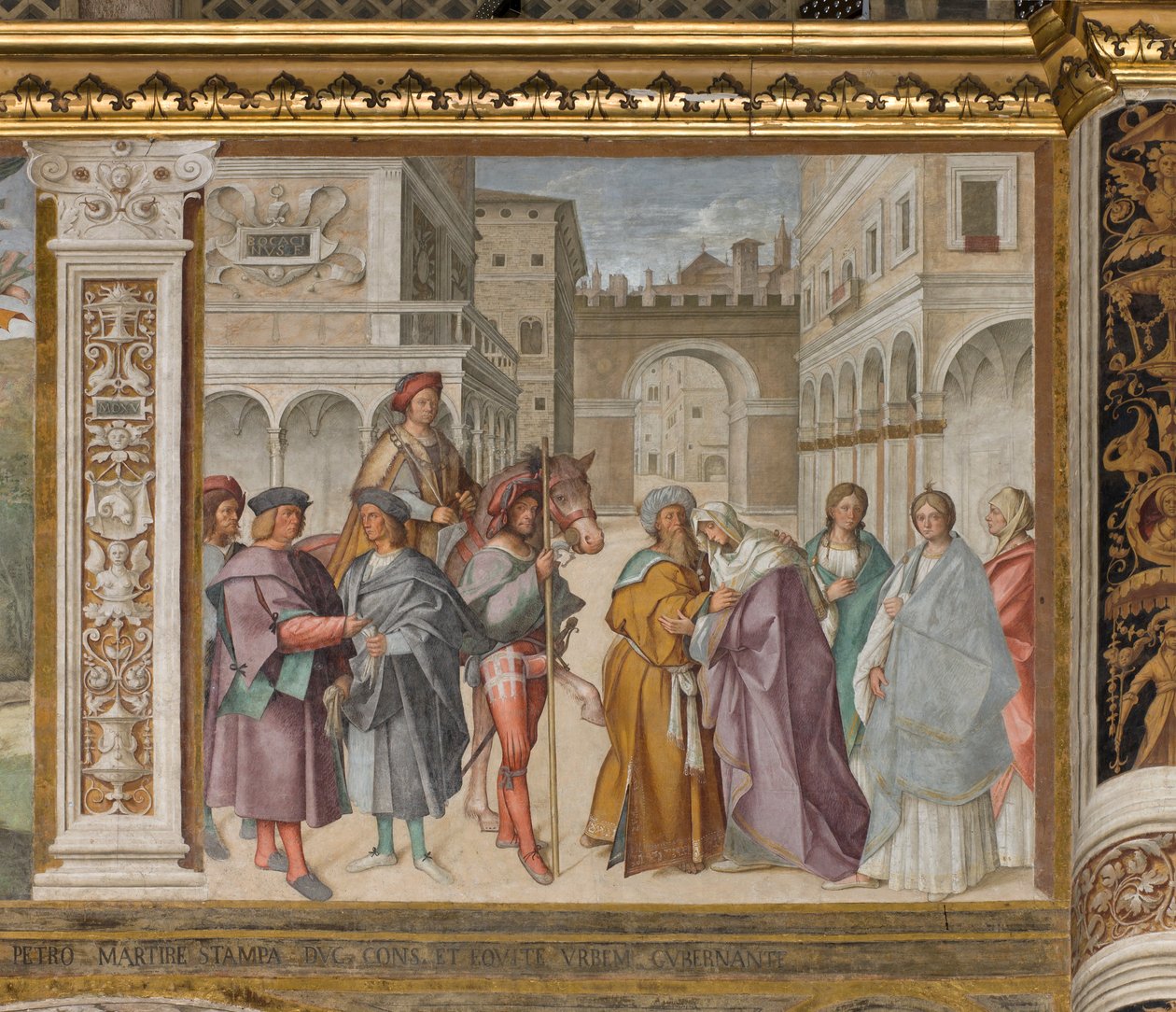 中央大殿，北侧第一跨度，圣约阿希姆和圣安娜在Aurea门的会面，Boccaccio Boccaccino 1514-15 作者 Boccaccio Boccaccino