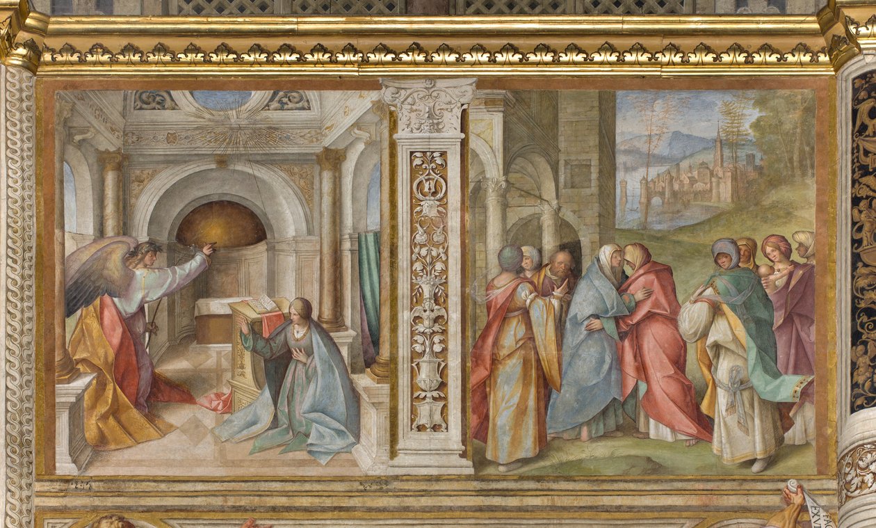 中央大殿，北侧第三跨度，圣母玛利亚，探视，Boccaccio Boccaccino 1516-17 作者 Boccaccio Boccaccino