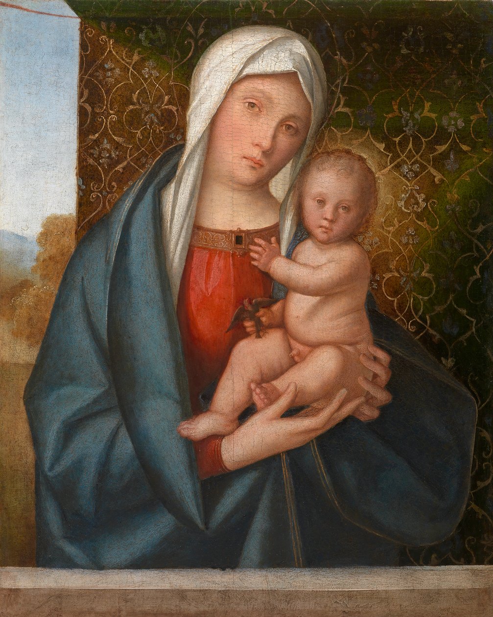 麦当娜和孩子与一只鸟 作者 Boccaccio Boccaccino