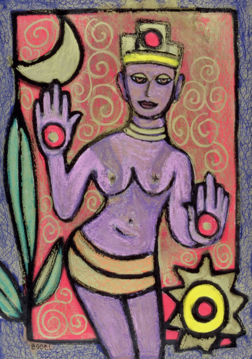 女神，2002年（纸上的油画，粉彩和印度墨水） 作者 博德尔·里基斯（Bodel Rikys）
