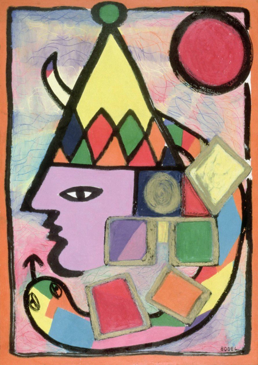 Harlequin，2000（纸上的油画，粉彩和印度墨水） 作者 博德尔·里基斯（Bodel Rikys）