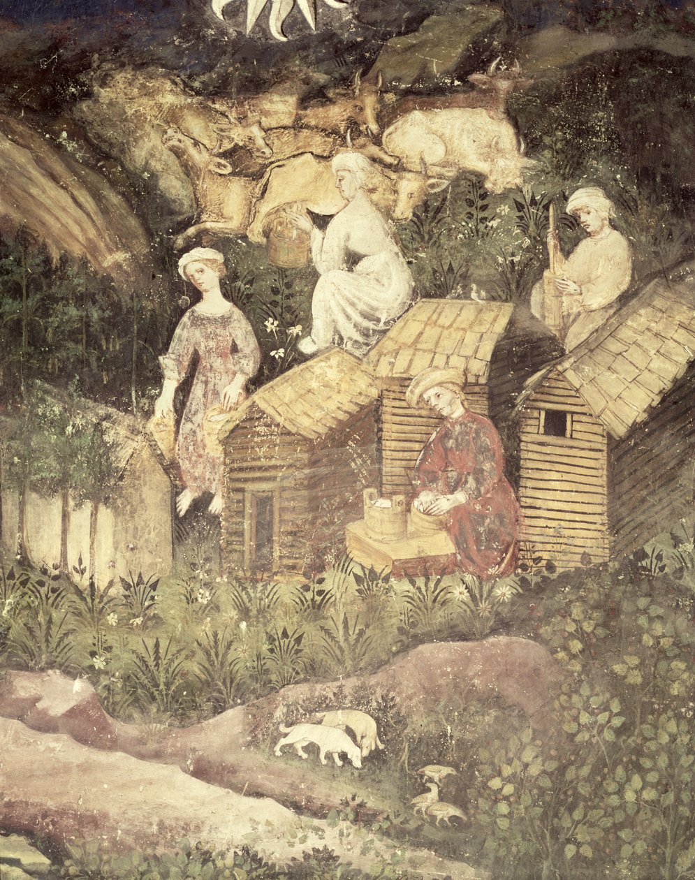 六月，收集蜂蜜的细节，c.1400 作者 波希米亚派