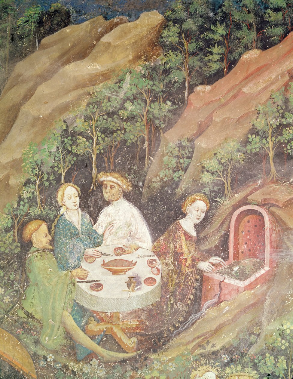 五月，野餐烧烤的细节，c.1400（细节75565） 作者 波希米亚派