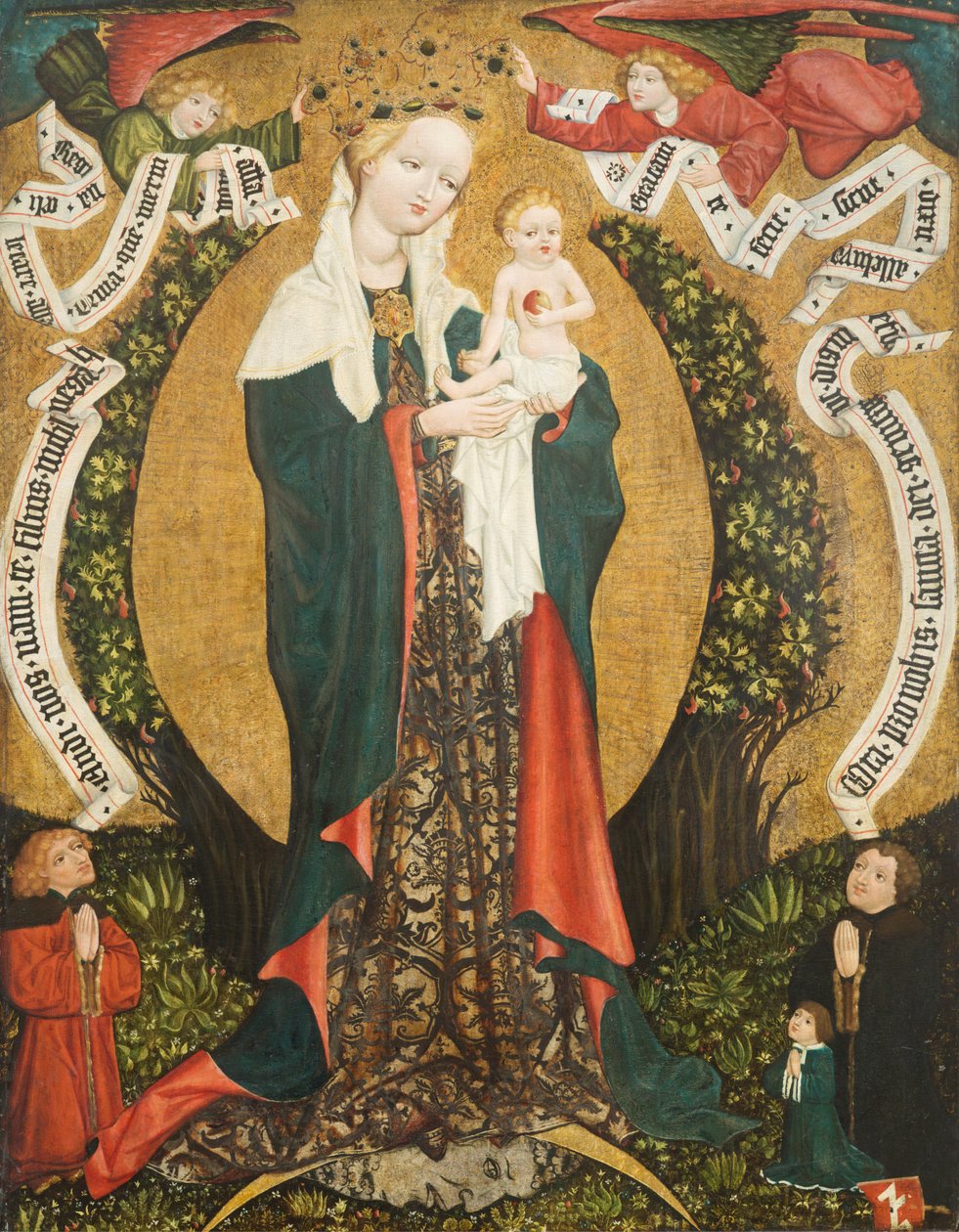 来自Deštná的新月儿处女和儿童，1450（木材上的蛋彩画） 作者 波希米亚派