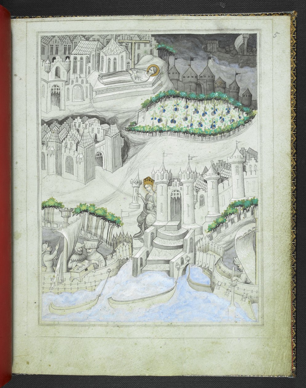 Add24189，f.5r，塞浦路斯岛，选自《约翰-曼德维尔爵士游记画册》，约 1410 年（牛皮纸） 作者 波希米亚派