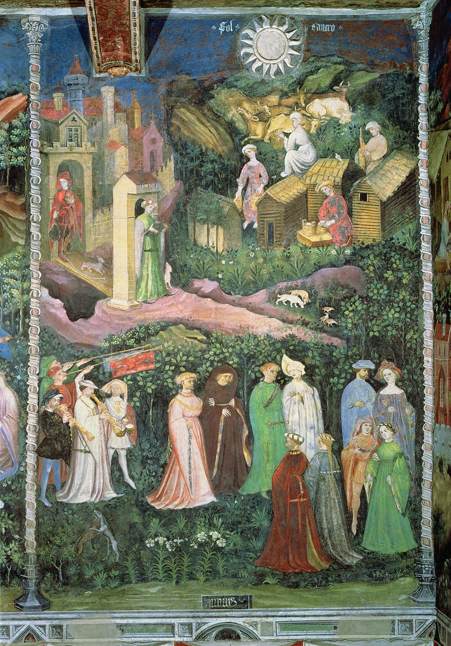 六月，c.1400（壁画） 作者 波希米亚派
