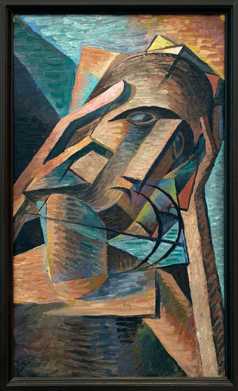 冥想。博胡米尔-库比斯塔（1884-1918）的画作，油画 1915年。捷克艺术20世纪。Veletrzni宫（博览会宫），布拉格（捷克共和国）。 作者 BohumilKubišta